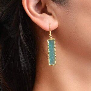 18K Gold Filled Aqua Blue Crystal Drop Earrings
